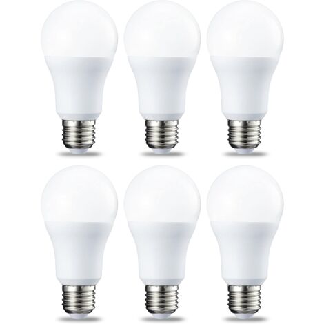 Set mit 6 LED-Lampen mit E27-Schraubsockel, 12 W (entspricht 120 W), Kaltweiß, nicht dimmbare Intensität