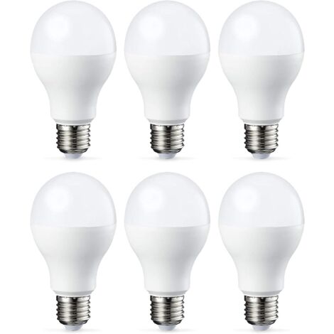 Set mit 6 LED-Lampen mit E27-Schraubsockel, 18 W (entspricht 180 W), Kaltweiß, nicht dimmbare Intensität