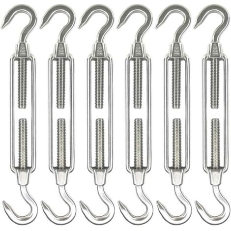 Set mit 6 M6-Klettverschlüssen aus Edelstahl, Beschläge für Sonnensegel, robuste Drahtseilspanner, rostfrei, C-zu-C-Spannvorrichtungen