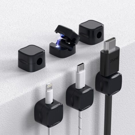 Set mit 6 magnetischen Kabelclips, Kabelaufbewahrung unter dem Schreibtisch, selbstklebender Kabelorganizer für Zuhause, Büro, Telefon, Auto, Wand, Schreibtisch und Nachttisch