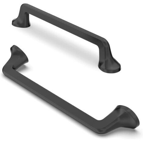 Set mit 6 mattschwarzen Schubladen- und Schrankgriffen, 128 mm Lochabstand, modernes Design für Küche und Möbel