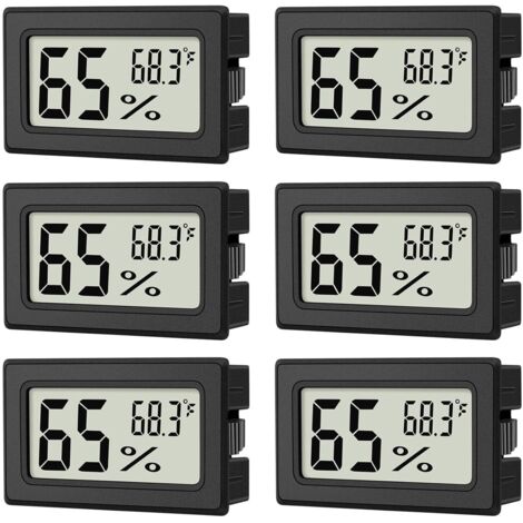Set mit 6 Mini-Hygrometern für den Innenbereich, Mini-Digitalthermometer, Hygrometer für den Innenbereich, Thermometer-Hygrometer, Fahrenheit (°F)-Anzeige für Reptilienthermostate, Gläser, Kühlschränk