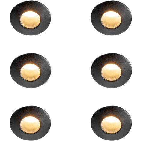 Set mit 6 modernen Einbauspots schwarz IP44 - Gap