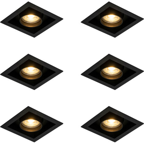 Set mit 6 modernen schwarzen, verstellbaren Einbauspots - Roof