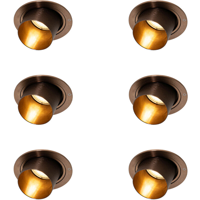 Qazqa 6er-set Moderne Einbaustrahler Dunkelbronze Rund Schwenkbar - Installa