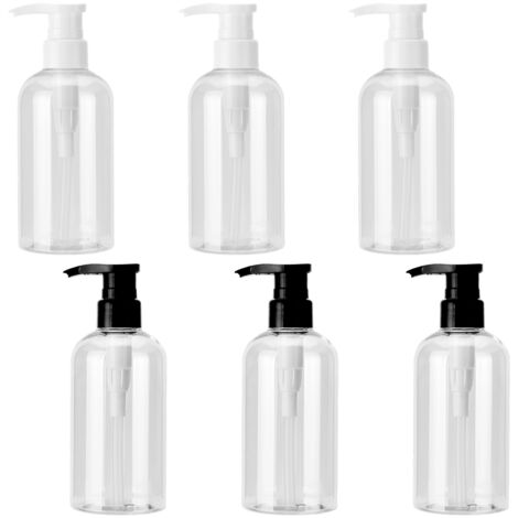 Set mit 6 nachfüllbaren, transparenten Kunststoff-Pumpflaschen für flüssige Handseife, Reisegröße, für Bad und Zuhause – 350 ml