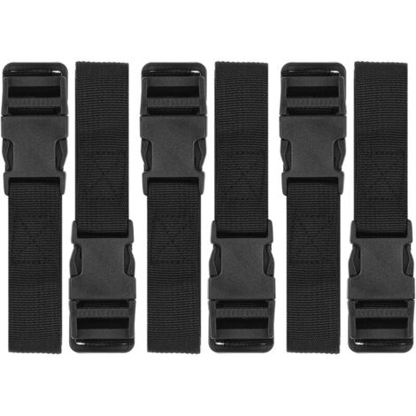 Set mit 6 Nylon-Gepäckgurten mit Schnellverschluss, vielseitige Gurte für Reisen, Packen und Outdoor-Sport, Größe M, schwarz