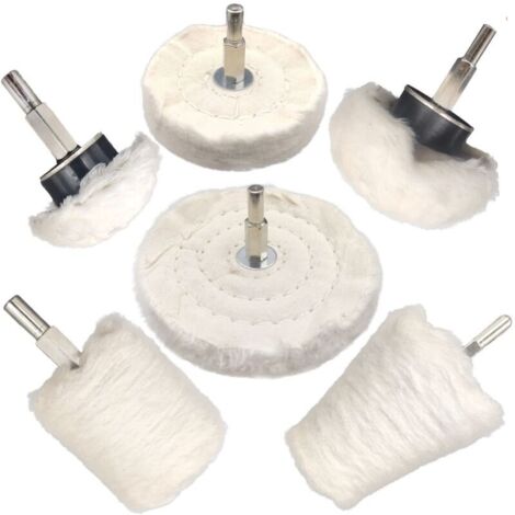 Set mit 6 Polierscheiben für Bohrmaschinen, Polierpads, radförmige Polierwerkzeuge für Schmuck, Holz, Kunststoff, Keramik, Glas usw.