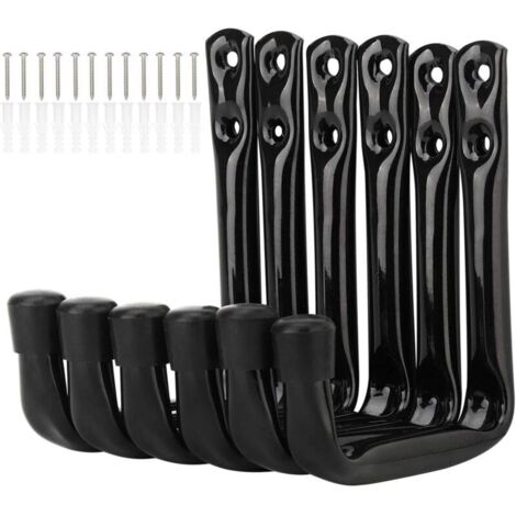 Set mit 6 robusten J-förmigen Haken zur Garagenaufbewahrung, Stahlwandhalterungen (12 cm x 10 cm)