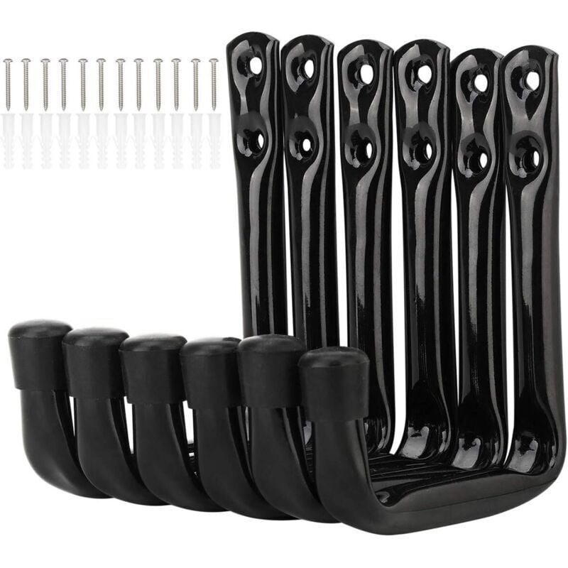 Image of Set mit 6 robusten J-förmigen Haken zur Garagenaufbewahrung, Stahlwandhalterungen (12 cm x 10 cm)