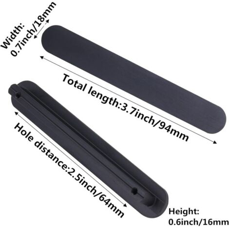 Set mit 6 schwarzen Griffen – Küchenschrankgriffe – Schrankgriffe aus mattschwarzer Zinklegierung – 64 mm Lochabstand