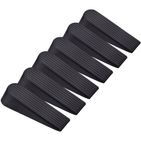 Set mit 6 schwarzen Türstoppern aus Gummi – Maße: 4,1" x 2,9 cm – Für Hartböden und empfindliche Oberflächen – Jormftte