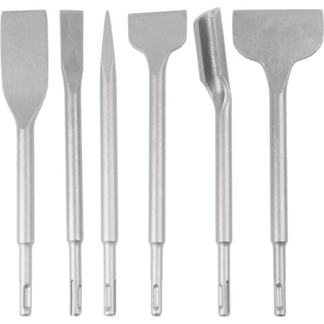 Set mit 6 SDS-PLUS-Meißeln, 25 cm Länge, Box zum Entfernen von Beton und Fliesen von Böden und Wänden, Bohrhammermeißel, Bohrmeißel, SDS-PLUS-Meißel für Bohrmaschinen