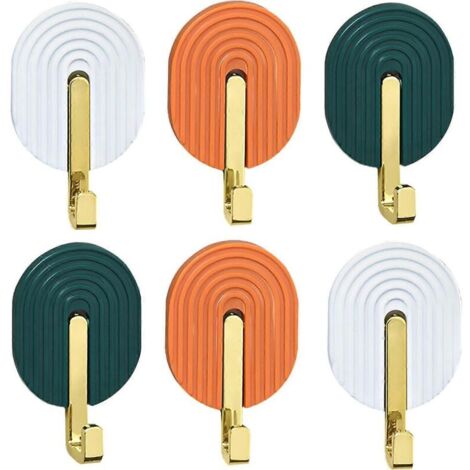 Set mit 6 selbstklebenden Haken zum Aufhängen von Handtüchern, Mänteln, Bademänteln und Schlüsseln wasserfester Wandhaken für Küche, Badezimmer, Büro, Kleiderschrank, Toilette.