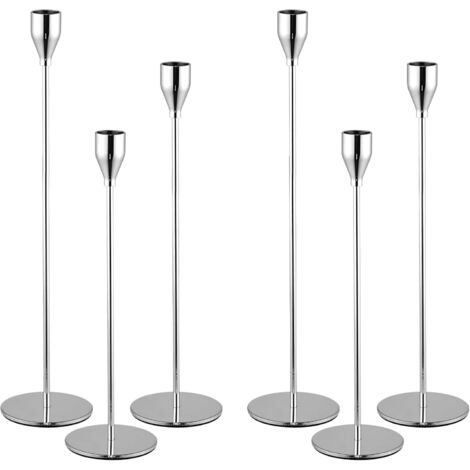 Set mit 6 silbernen Kerzenständern (Silber)
