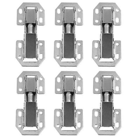 Set mit 6 Stahl-Möbelbändern – Tür- und Schrankbänder – Möbelbeschläge – 10,5 x 4,3 x 2,5 cm – Silber
