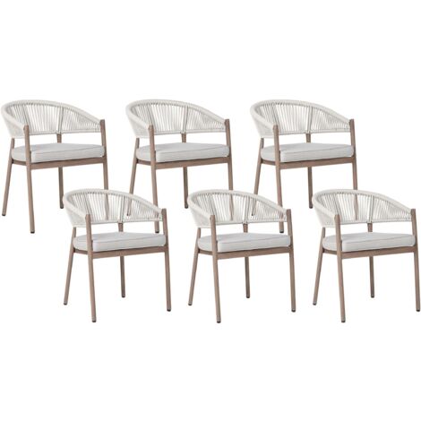 Set mit 6 Stühlen und Sitzkissen FLAVIA Metall Weiß