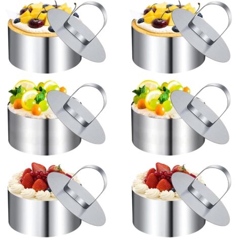 Set mit 6 Tortenringen aus Edelstahl – Runde Dessertringe – Backformen – Ideal zum Selberbacken von Torten – 8 x 4 cm