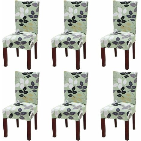 Set mit 6 Universal-Stretch-Stuhlhussen für Esszimmerstühle, grün