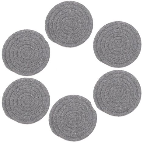 Set mit 6 Untersetzern aus Baumwollgarn mit Aufbewahrungsbehälter – weiß – geflochtene Runden, Durchmesser 11 cm, hellgrau, MINKUROW