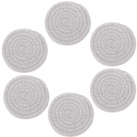 Set mit 6 Untersetzern aus Baumwollgarn mit Aufbewahrungsbehälter – weiß – geflochtene Runden, Durchmesser 11 cm, weißer MINKUROW
