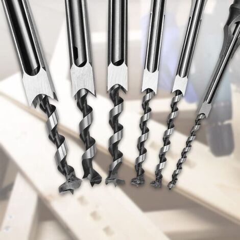 Set mit 6 Vierkantbohrern, Hohlmeißeln aus Stahl, Holzbearbeitungswerkzeug-Set für Vierkantlochsägen, Holzbohrer, Vierkantbohrer, Stemmeisen, 1/4", 5/16", 3/8", 1/2", 9/16", 5/8"