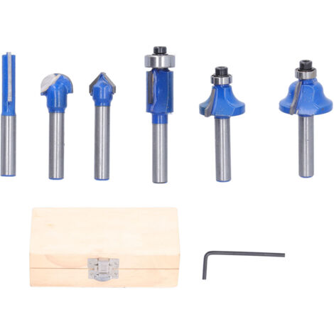 Set mit 6 x 6,35 mm Holzfräsern, aus langlebiger und widerstandsfähiger Legierung für präzise Bearbeitung