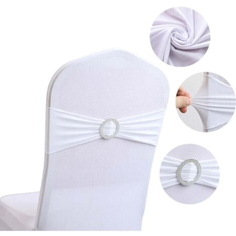 Set mit 60 Stretch-Spandex-Schals mit Schiebeverschluss für Hochzeiten, Spandex-Stuhlhussen für Klappstühle, Bankettdekorationen (Weiß)