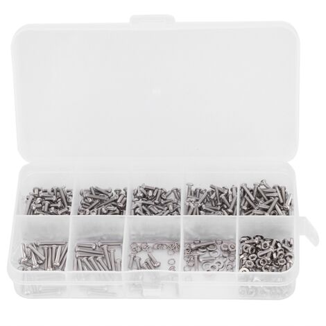 Set mit 600 M2-Schrauben und -Muttern aus Edelstahl 304 mit Innensechskant, Unterlegscheiben und Gummibändern für Heimwerkerbefestigungen