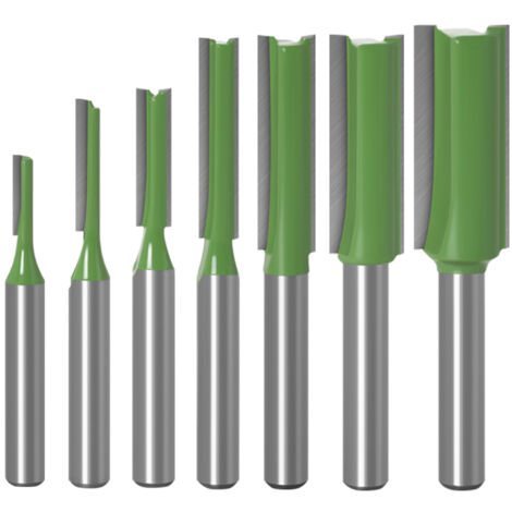 Set mit 7 Fräsern, 6,35 mm (1/4 Zoll) Schaft, Durchmesser erhältlich: 3, 4, 5, 6, 8, 10 und 12 mm, zweischneidig, für die Holzbearbeitung.