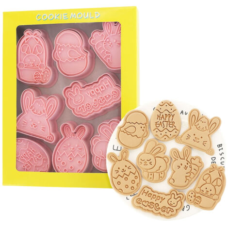 Set mit 8 3D-Osterhasen-Ausstechformen für selbstgemachte Kekse und Gebäck