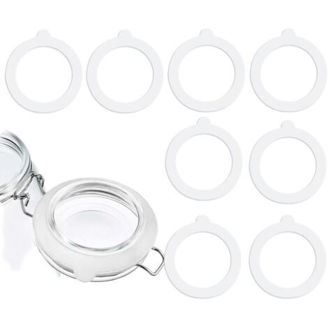 Set mit 8 Ersatz-Gummidichtungen für Gläser, weiße Gummidichtungen, Silikon-Glasdeckel zur Aufbewahrung von verschlossenen Gläsern