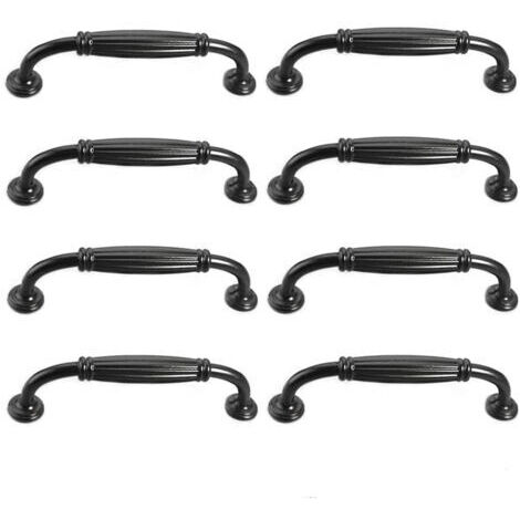 Set mit 8 europäischen Vintage-Schranktürgriffen, antike Schubladengriffe für Küche, Schlafzimmer, Lochabstand 96 mm, schwarz