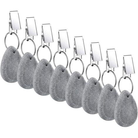 Set mit 8 (grauen) tropfenförmigen Marmorquasten, dicke Quasten, mit Clips, geeignet für Picknicks und Tischdekorationen bei Hochzeiten.
