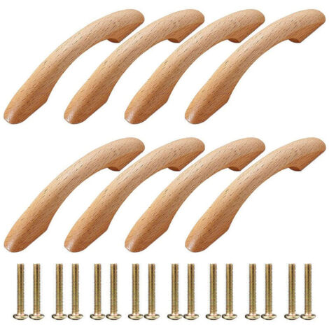Set mit 8 Holzgriffen für Schubladen (96 mm) – inklusive Schrauben für Kommoden, Schränke und Türen