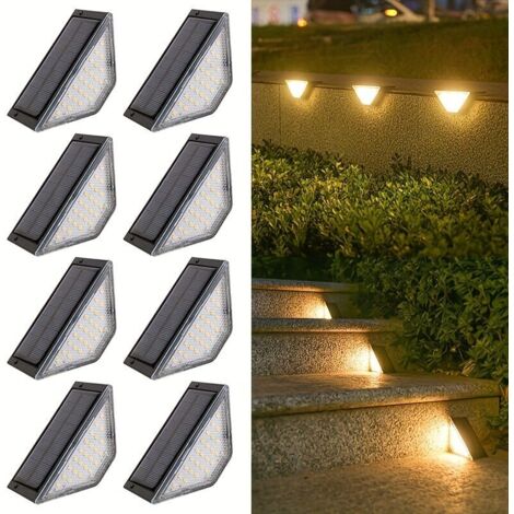 Set mit 8 LED-Solarleuchten für den Außenbereich mit intelligentem Sensor – dimmbare Induktionsbeleuchtung, solarbetrieben