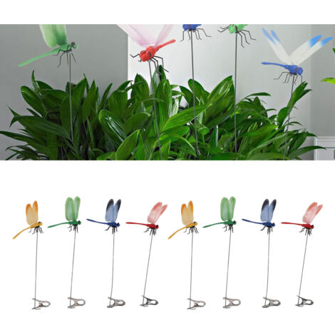 Set mit 8 Libellen-Clips aus PVC, wasserfest, zur Dekoration von Garten und Terrasse