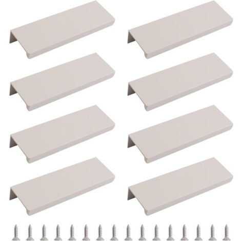 Set mit 8 modernen, verdeckten Griffen, rechtwinkligen Schubladengriffen aus unsichtbarer Aluminiumlegierung, Schrankgriffe für Schubladenbeschläge, 120 mm/Kaschmirgrau