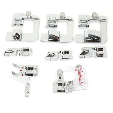 Set mit 8 Nähfüßen für Nähmaschinen, Nähzubehör-Set mit Flachfuß und Saumfuß.