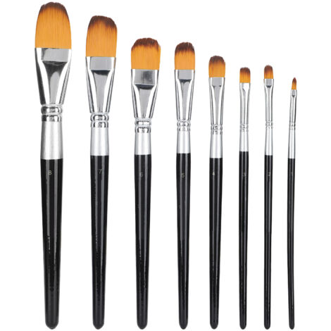 Set mit 8 Nylonborsten-Künstlerpinseln für Öl-, Acryl- und Aquarellmalerei