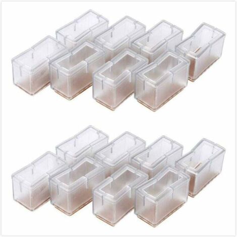 Set mit 8 rechteckigen Silikon-Möbelfüßen – Rutschfest für Böden – Einfache Montage ohne Klebstoff – Maße: 2,4 x 4,5 x 3,1 cm
