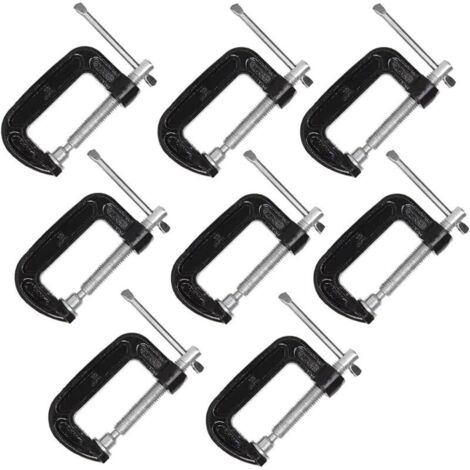 Set mit 8 robusten 5,1 cm C-Klemmen aus Stahl für Holzbearbeitung, Schweißen und Konstruktion.