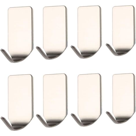 Set mit 8 selbstklebenden Haken für Badezimmerhandtücher, Küchenhaken, wasserfeste Edelstahlhaken, selbstklebende Kleiderhaken, kein Bohren erforderlich, selbstklebende Haken