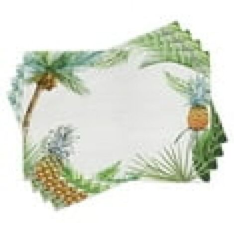 Set mit 8 tropischen Platzsets, gerahmtes Palmenmotiv, mehrfarbig - Set mit 8 tropischen Platzsets, gerahmtes Palmenmotiv, mehrfarbig