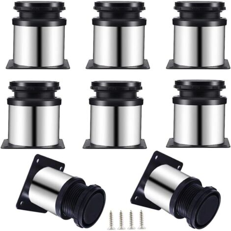 Set mit 8 verstellbaren Möbelfüßen aus Edelstahl – 50 x 60 mm – Tisch- und Werkbankbeine