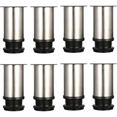 Set mit 8 verstellbaren Möbelfüßen - Chrommetall - Höhenverstellbar (Gesamt: 80-95 mm)