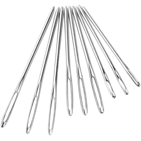 Set mit 9 großen, spitzenlosen Strick- und Nähnadeln aus Edelstahl mit Box