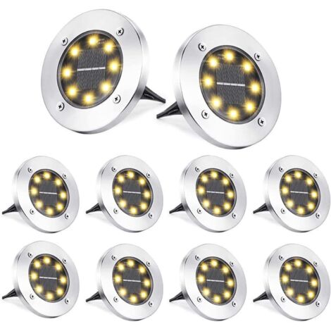 Set mit acht Solar-Gartenleuchten für den Außenbereich, warmes Licht, wasserdicht, für Einfahrt, Terrasse und Rasen, dekorative Beleuchtung