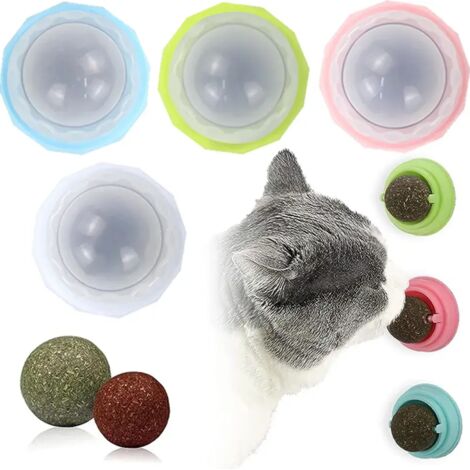 Set mit vier Katzenminzebällen für ein um 360 Grad drehbares Wandspielzeug zur Unterhaltung von Katzen