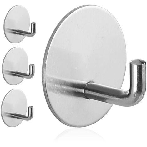 Set mit vier schwarzen Edelstahl-Klebehaken für Handtuch- und Kleiderhalter im Badezimmer, kein Bohren erforderlich